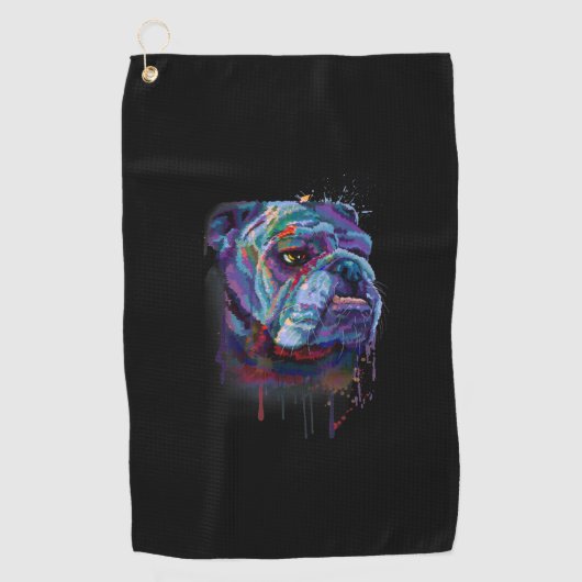 愛犬家 |英語ブルドッグギフト英語ブルドッグ ゴルフタオル (正面)