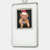 愛犬家pのためのドグドゥボルドーのクリスマスデコール シルバープレートフレームオーナメント (左)