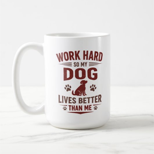 愛犬家Tシャツ 私が頑張るのは愛犬のため コーヒーマグカップ (左)