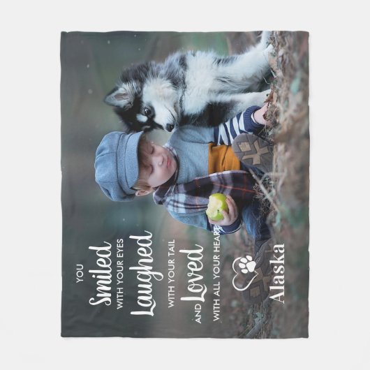 愛犬記念写真パーソナライズされた悔やみや弔慰 フリースブランケット (正面)
