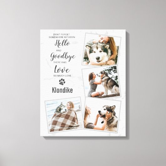 愛犬記念大理石4フォトコラージュ キャンバスプリント (正面)