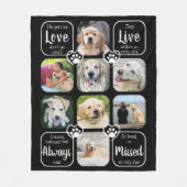 愛犬記念悔やみや弔慰引用文8写真コラージュ フリースブランケット (正面)