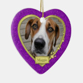 愛犬記念撮影クリスマスパープル金ゴールドハート セラミックオーナメント (右)