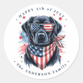 愛犬赤白青ラブラドール7月4日 ラウンドシール (正面)