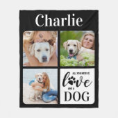 愛犬3匹のペットパーソナライズされたフォトコラージュ フリースブランケット (正面)
