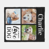 愛犬3匹のペットパーソナライズされたフォトコラージュ フリースブランケット (正面(横))