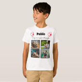 愛犬 – 4男カスタマイズの子のためのコラージュ Tシャツ (正面フル)
