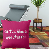 愛猫かわいいパーソナライズされた引用文ピンク クッション