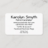 愛猫が動物サービスを気に撮影 名刺 (裏面)