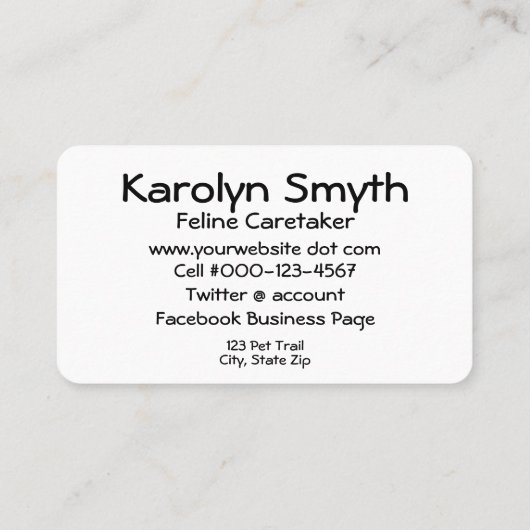 愛猫が動物サービスを気に撮影 名刺 (裏面)