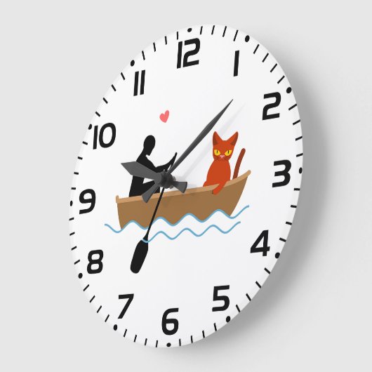 愛猫とルーワーおもしろいでお洒落愛猫 ラージ壁時計 (傾斜)