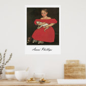 愛猫と犬を連れた赤いアミーフィリップスの少女 ポスター (キッチン)