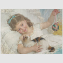 愛猫と遊かわいい少女