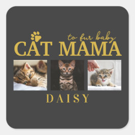 愛猫のためのフォトコラージュTシャツ オーダーメイド スクエアシール