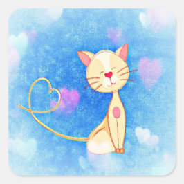 愛猫のステッカー スクエアシール
