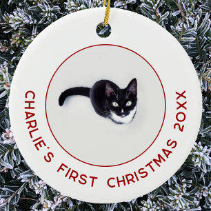 愛猫の初めてのクリスマスフォト セラミックオーナメント