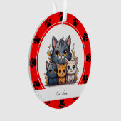 愛猫の名前が入った赤い肉球のオーナメント オーナメント (正面)