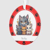 愛猫の名前が入った赤い肉球のオーナメント オーナメント (正面)
