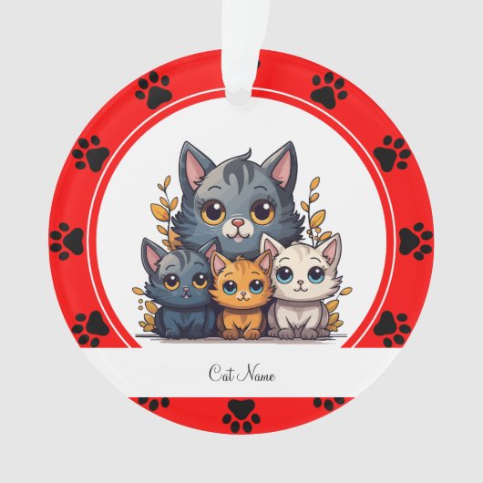 愛猫の名前が入った赤い肉球のオーナメント オーナメント (正面)