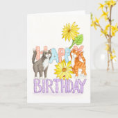 愛猫の誕生日 カード (黄色い花)