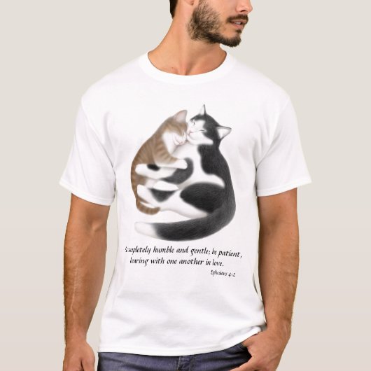 愛猫のEphesiansの4:2の感動的なTシャツ Tシャツ (正面)