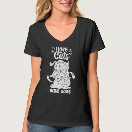 愛猫は犬が大嫌いペット Tシャツ (正面)
