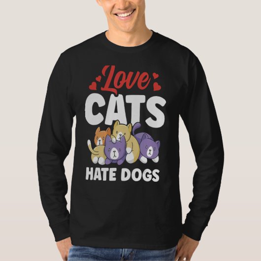 愛猫は犬が大嫌い動物猫ペット Tシャツ (正面)
