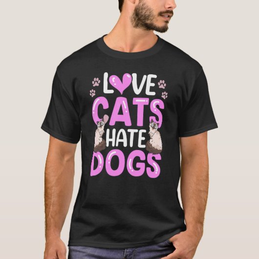 愛猫は犬を憎むペット猫の動物1 Tシャツ (正面)