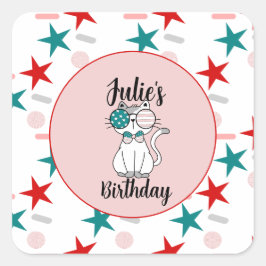 愛猫ふりかけ星の誕生会 スクエアシール