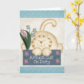 愛猫を守る可愛いグリーティングカード カード (黄色い花)