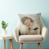 愛猫を抱き締める少女 クッション (椅子)