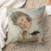 愛猫を抱き締める少女 クッション (ブランケット)