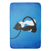 愛猫を抱き締める青 バスマット (正面縦)