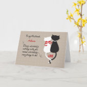 愛猫を生み出す夫・アニバーサリー カード (黄色い花)