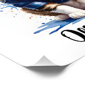 愛猫を警察で個性化する水彩画 フォトプリント            (角)