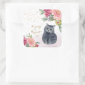 愛猫イラストレーションハッピーバースデーガールパーティー スクエアシール (バッグ)