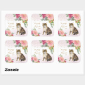 愛猫イラストレーションハッピーバースデーガールパーティー スクエアシール (シート)