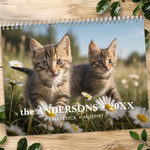 愛猫カスタム写真モダン12ヶ月2026 カレンダー