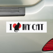 愛猫ハート - 猫好きさんに バンパーステッカー (車上)