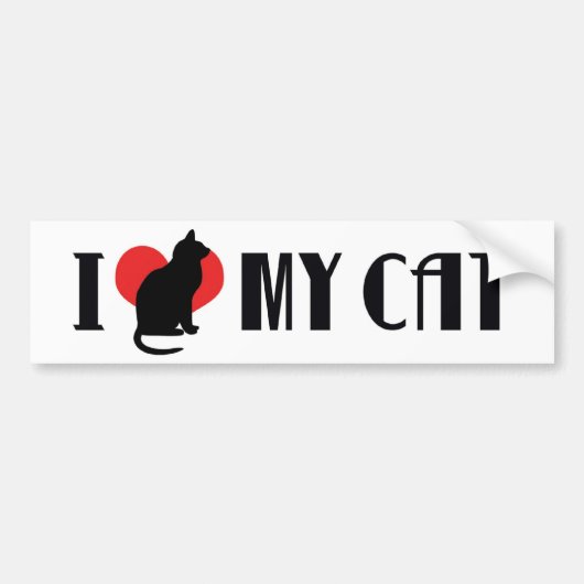 愛猫ハート - 猫好きさんに バンパーステッカー (正面)