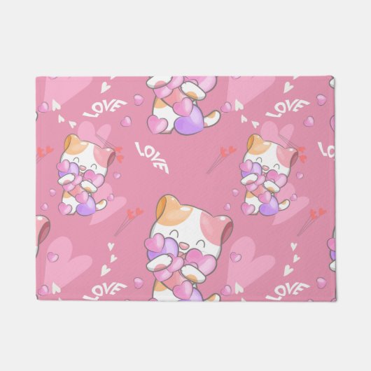 愛猫パタカラフルンの動物 ドアマット (正面)