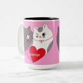 愛猫パーソナライズされたピンク ツートーンマグカップ (正面左)