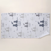 愛猫モダンのシルエット ビーチタオル (正面)