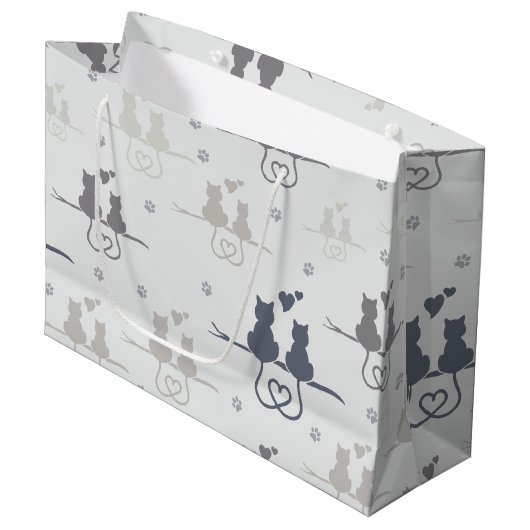 愛猫モダンのシルエット ラージペーパーバッグ (正面アングル)