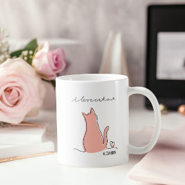 愛猫家のためのシルエットデザイン カスタムネーム  コーヒーマグカップ