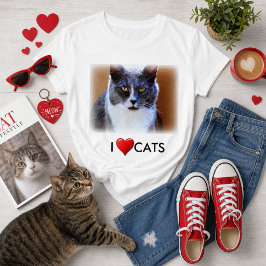 愛猫家の女性向けホワイトTシャツ Tシャツ