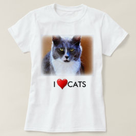 愛猫家の女性向けホワイトTシャツ Tシャツ