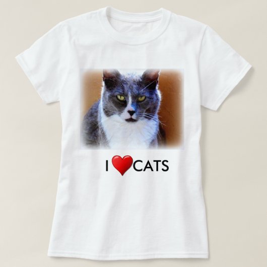愛猫家の女性向けホワイトTシャツ Tシャツ (デザイン正面)