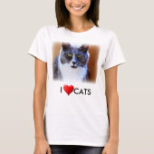 愛猫家の女性向けホワイトTシャツ Tシャツ (正面)