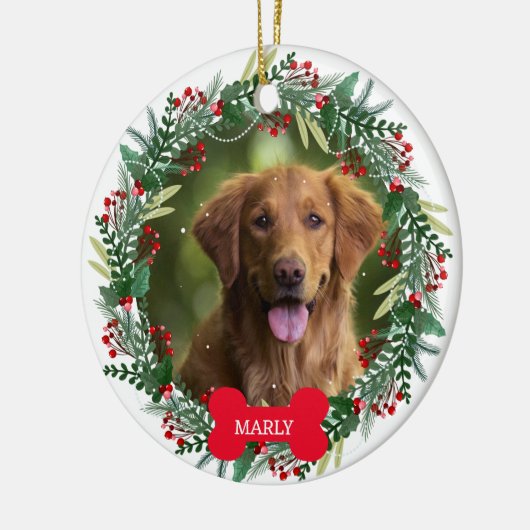 愛猫家へのクリスマスドッグのプレゼント セラミックオーナメント (左)